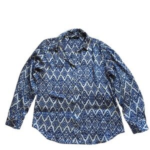 Zara Navy and White Geometric Shirt